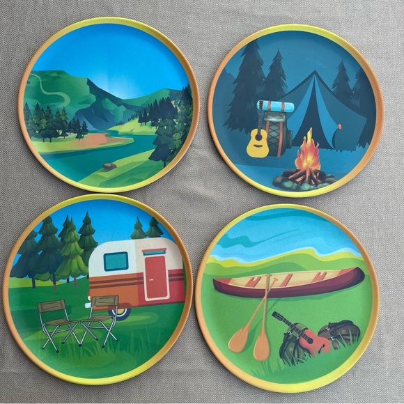 Bamboo “Campers Paradise” Dinner Plates - Picture 1 of 6
